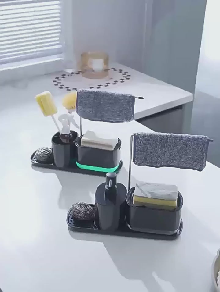 4-in-1 Kitchen Soap Dispenser with Tray & Sponge Holder